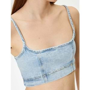 Kot Büstiyer İnce Askılı Slim Fit Kare Yaka - KOTON - 4SAL30005MD - AÇIK İNDİGO - 38