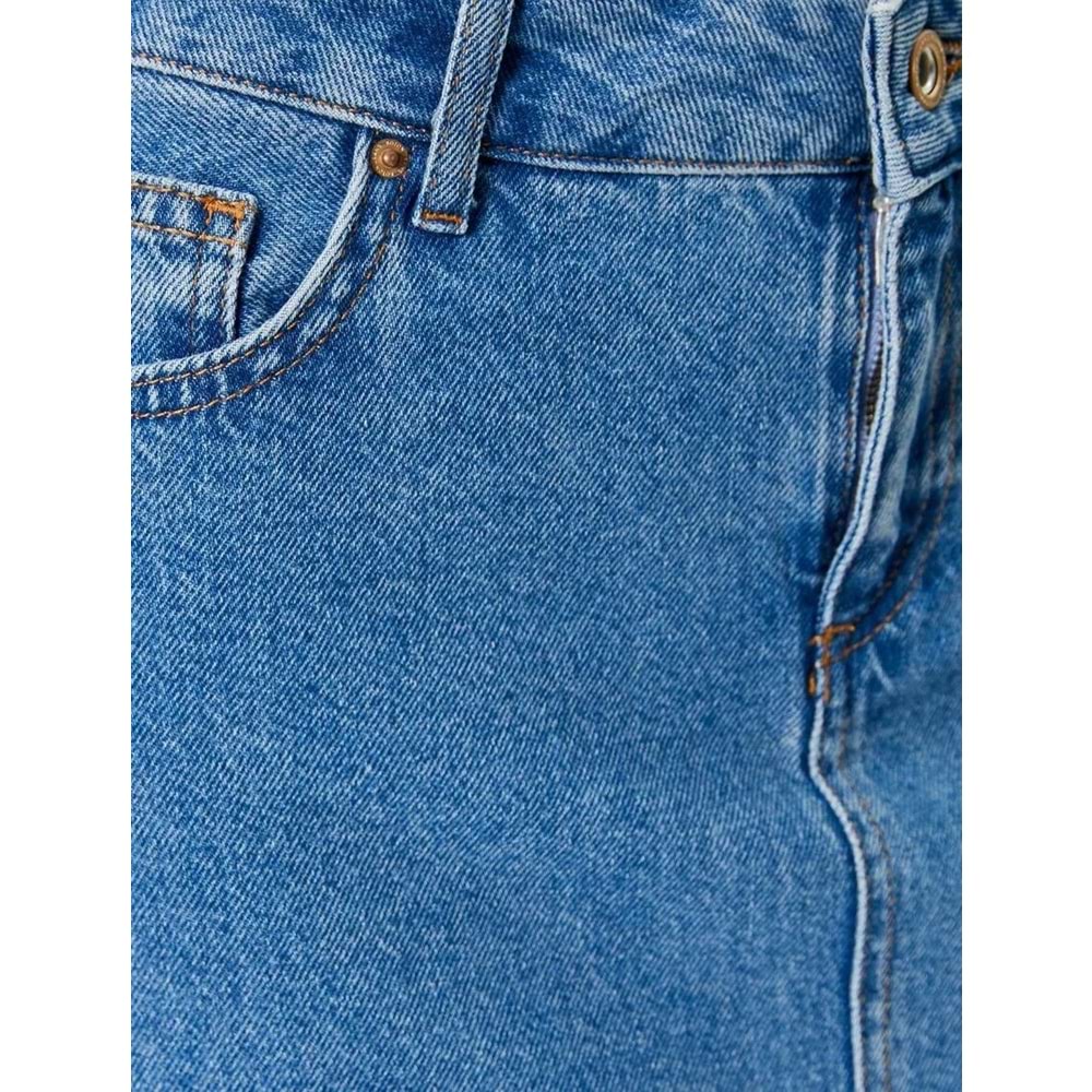 Uzun Kot Etek Önden Yırtmaç Detaylı Yüksek Bel Cepli Rahat Kalıp - 4SAL70002MD - 40