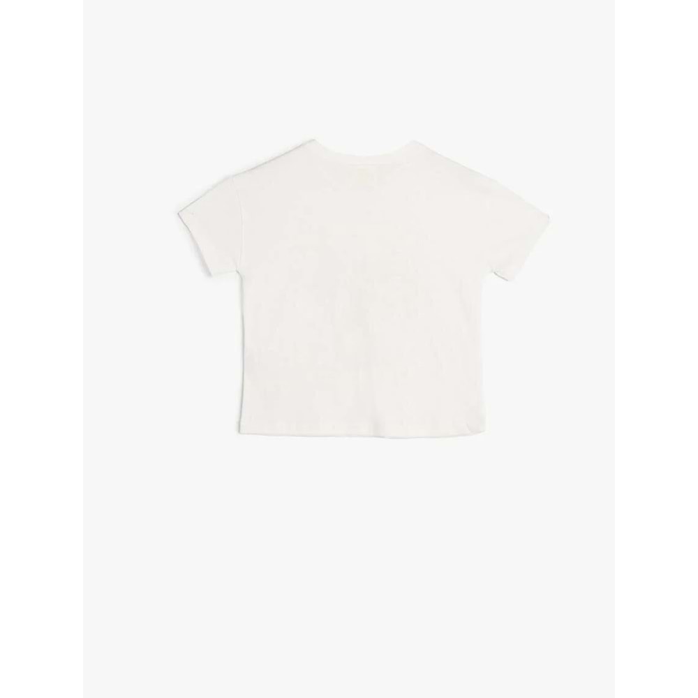 Kız Bebek Tişört Kısa Kollu Bisiklet Yaka Baskı Detaylı Pamuklu - KOTON - 4SMG10069AK - EKRU - 9-12 AY