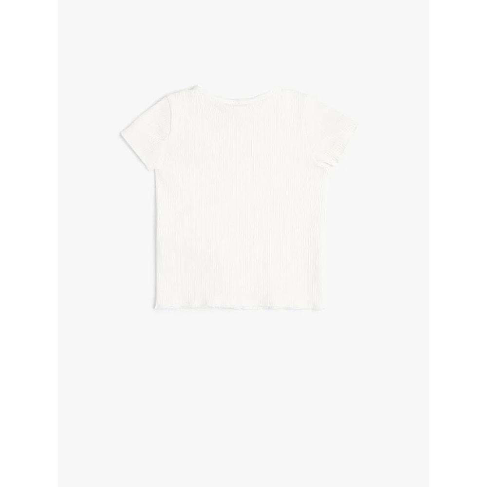 Kız Bebek Tişört Dondurma Baskılı Kısa Kollu Bisiklet Yaka Fitilli Pamuklu - KOTON - 4SMG10089AK - EKRU - 4-5 YAŞ