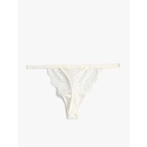 Dantelli Tül String Külot - KOTON - 4SLK30091MK - BEYAZ - S