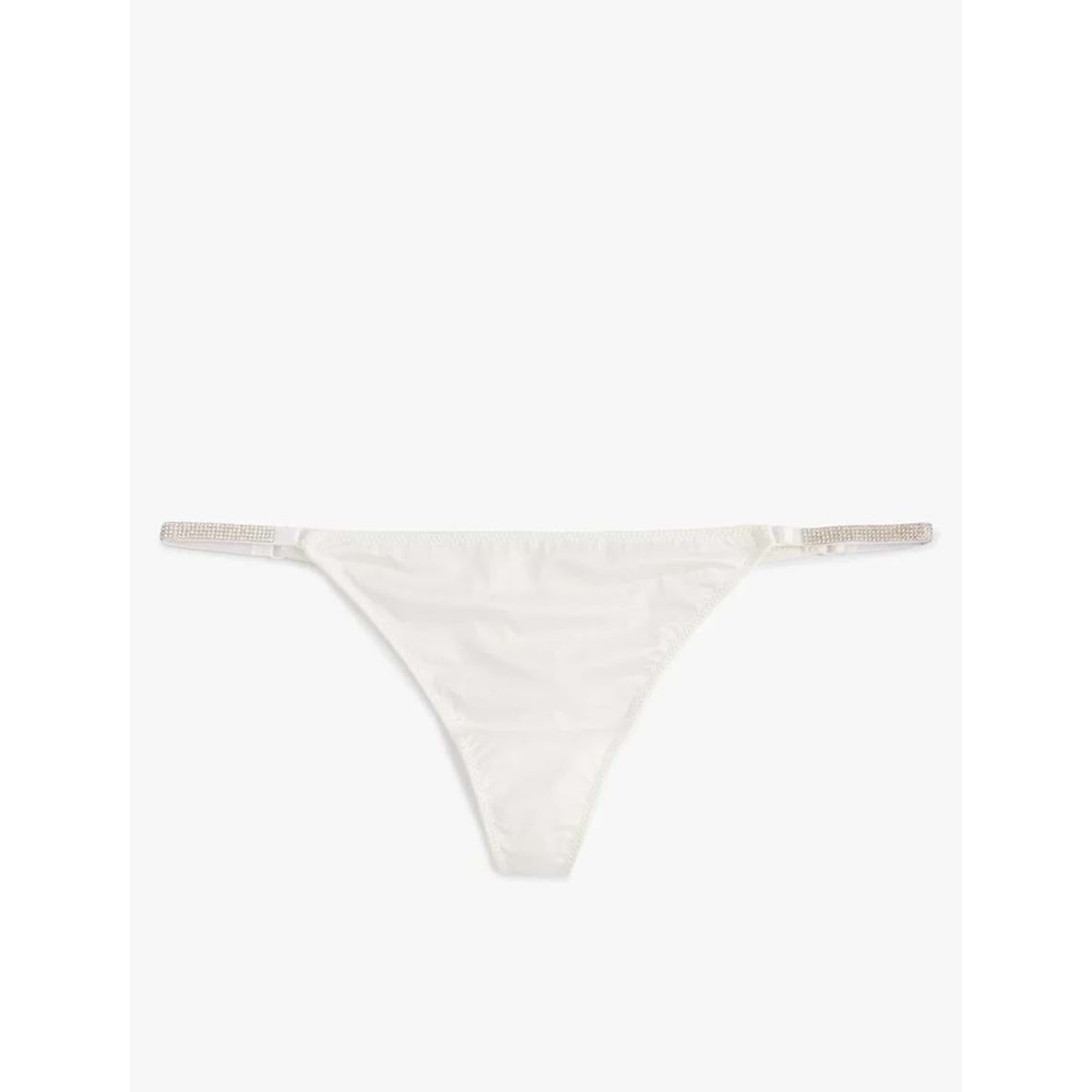 Taşlı Külot String Normal Bel Bridal - KOTON - 4SLK30096MK - BEYAZ - XL