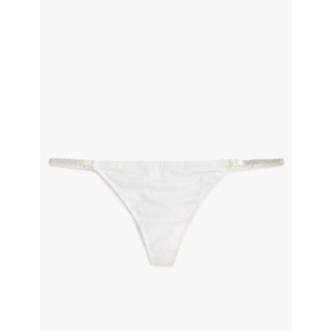 Taşlı Külot String Normal Bel Bridal - KOTON - 4SLK30096MK - BEYAZ - XL