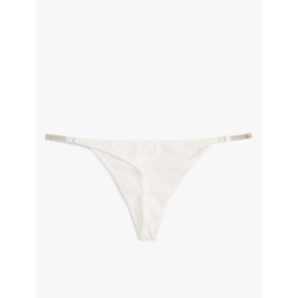 Taşlı Külot String Normal Bel Bridal - KOTON - 4SLK30096MK - BEYAZ - XL