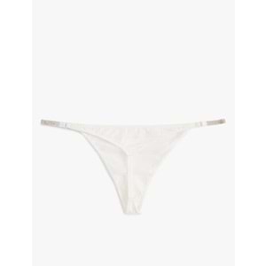 Taşlı Külot String Normal Bel Bridal - KOTON - 4SLK30096MK - BEYAZ - XL