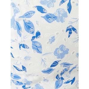 Çiçeli Crop Üstü Fisto Kare Yaka Askılı - KOTON - 4SAK30063EW - MAVİ DESENLİ - 34