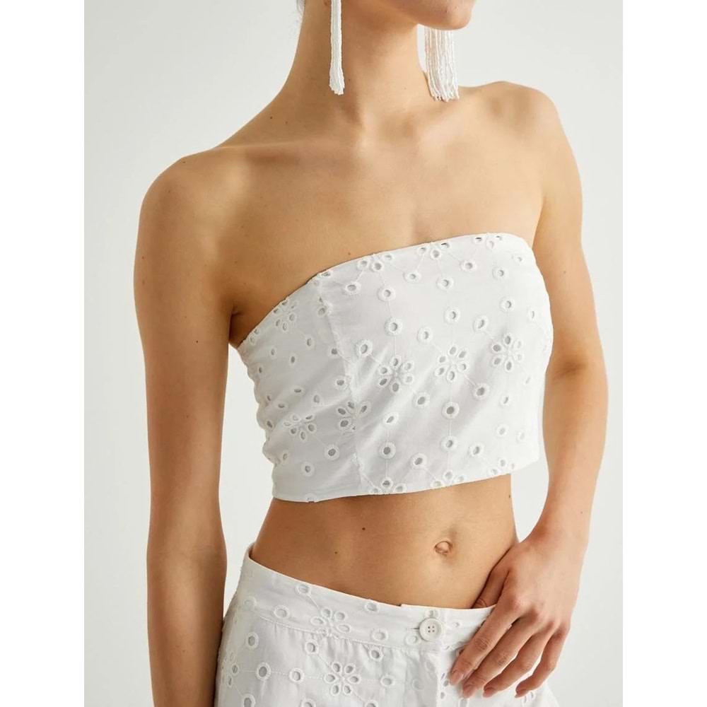 Crop Straplez Fisto Üst - KOTON - 4SAK30081PW - BEYAZ - 38