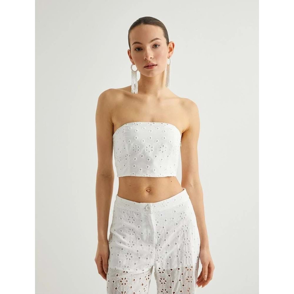 Crop Straplez Fisto Üst - KOTON - 4SAK30081PW - BEYAZ - 38