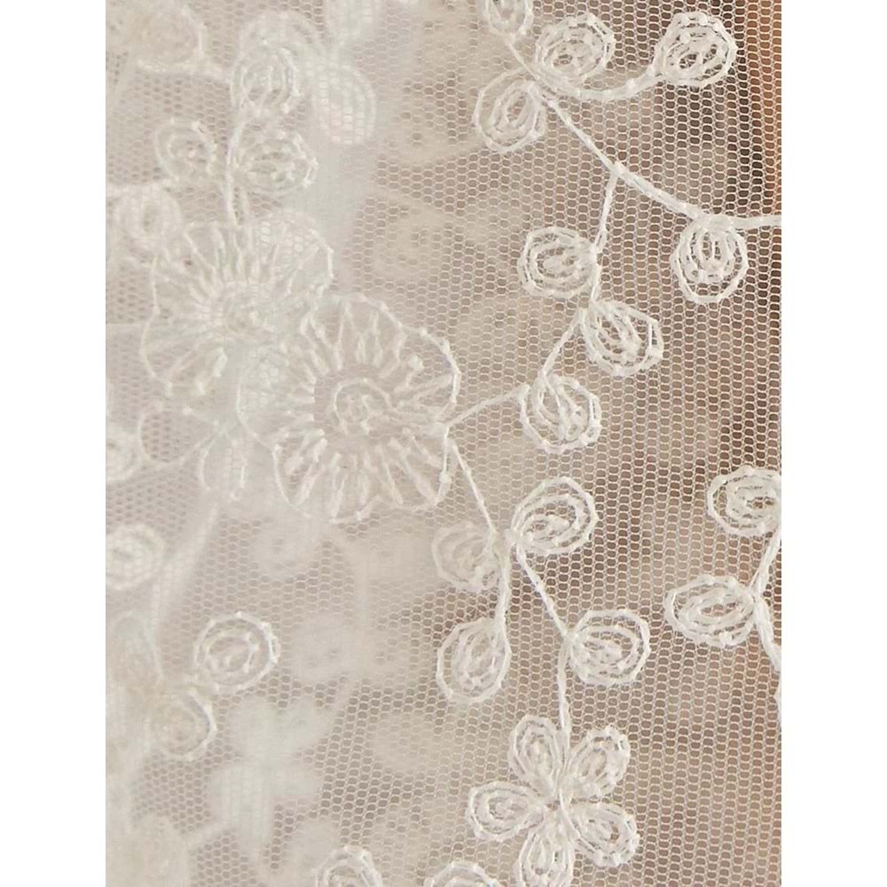 Crop Dantelli Bluz Balon Kollu Kare Yaka - KOTON - 4SAK80346EK - EKRU - S