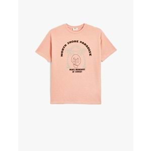 Erkek Çocuk Tişört Kuru Kafa Baskılı Detaylı Kısa Kollu Bisiklet Yaka Dokulu - KOTON - 4SKB10248TK - PEMBE - 5-6 YAŞ