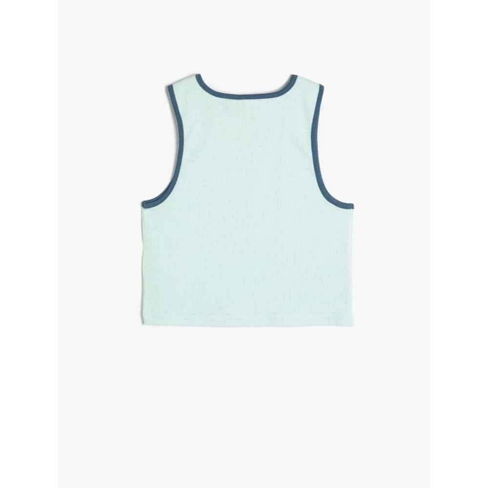 Kız Çocuk Crop Atlet Bisiklet Yaka Köpek Baskılı Ribanalı Pamuklu - KOTON - 4SKG30113AK - MAVİ - 13-14 YAŞ