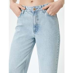 Düz Paça Kot Pantolon Yüksek Bel Cepli - Nora Longer Straight Jeans 4SAL40063MD