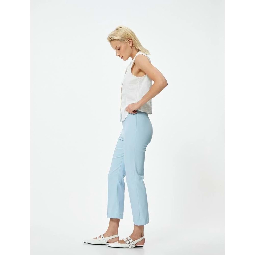 Koton X Sibil Çetinkaya - Cigarette Pantolon Nervürlü Standart Bel - KOTON - 4SAK40509PW - MAVİ - 34