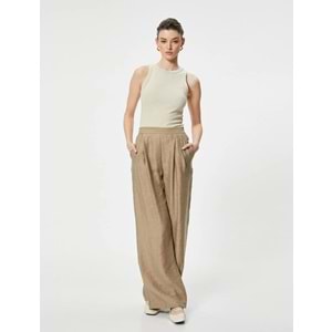 Basic Atlet Bisiklet Yaka Slim Fit - KOTON - 4SAK10062UK - BEJ - M