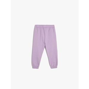 Kız Bebek Giyim Basic Jogger Eşofman Altı Beli Lastikli Pamuklu - KOTON - 5WMG40039AK - LİLA - 9-12 AY