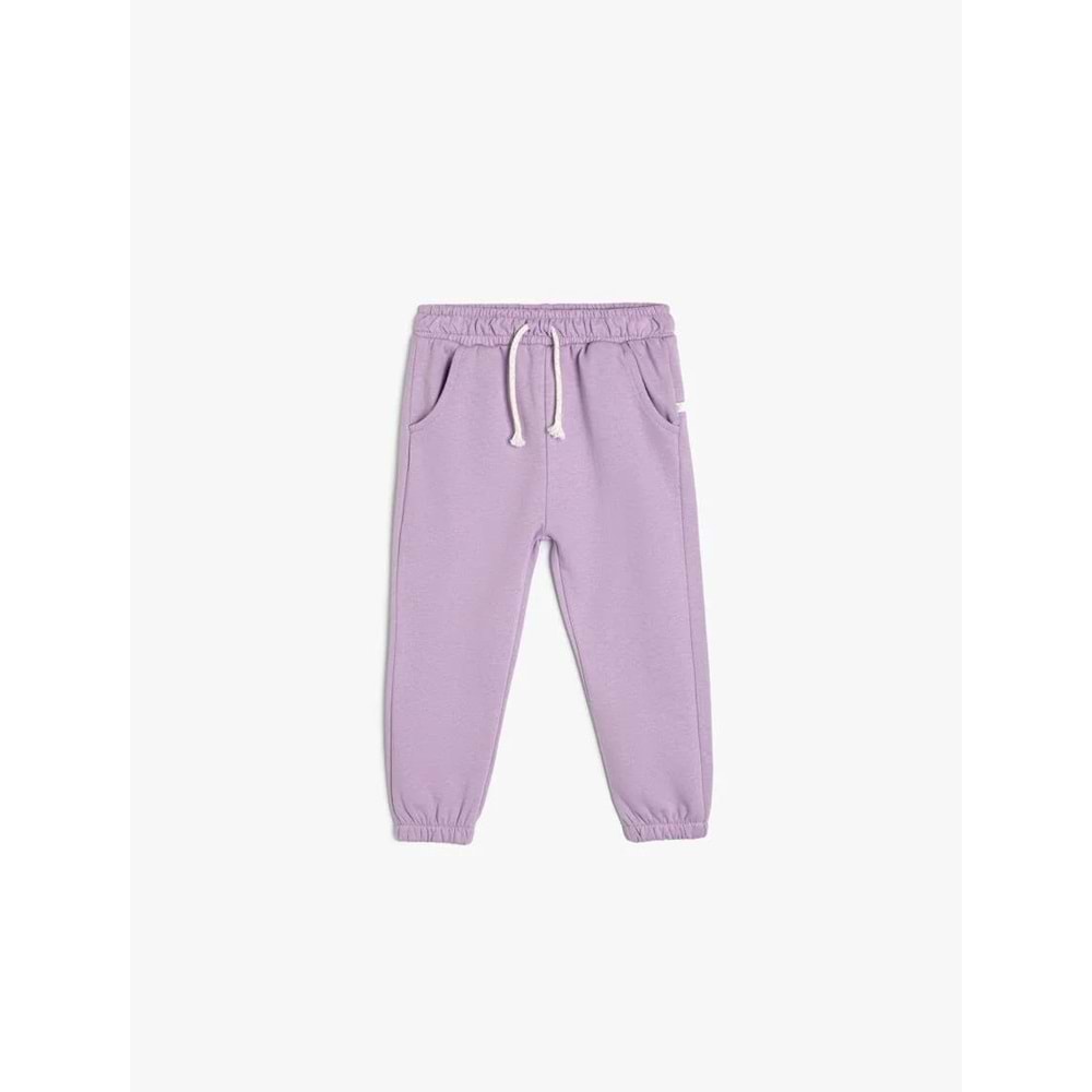 Kız Bebek Giyim Basic Jogger Eşofman Altı Beli Lastikli Pamuklu - KOTON - 5WMG40039AK - LİLA - 9-12 AY