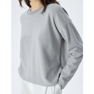 Basic Sweatshirt Bisiklet Yaka Uzun Kollu