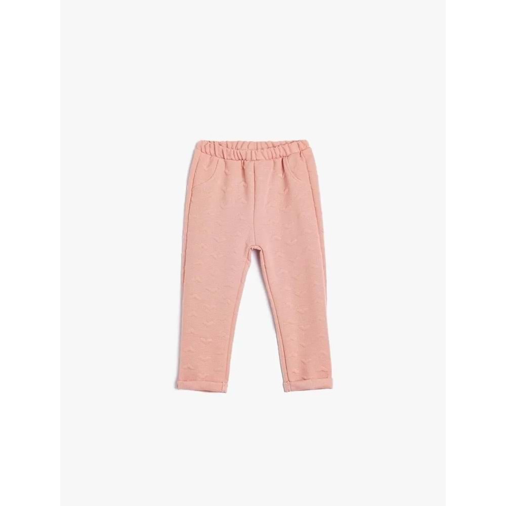Kız Bebek Eşofman Altı Dokulu Beli Lastikli - KOTON - 5WMG40050AK - PEMBE - 3-4 YAŞ