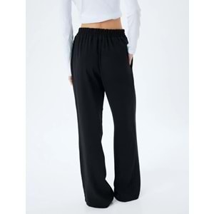 Bol Paça Pantolon Beli Lastikli Cepli Standart Bel - KOTON - 5WAK40015EW - SİYAH - 34