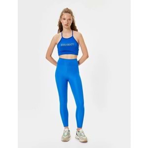 Spor Tayt Cep Detaylı Yüksek Bel Slim Fit - KOTON - 5WAK40023NK - SAKS MAVİSİ - XS