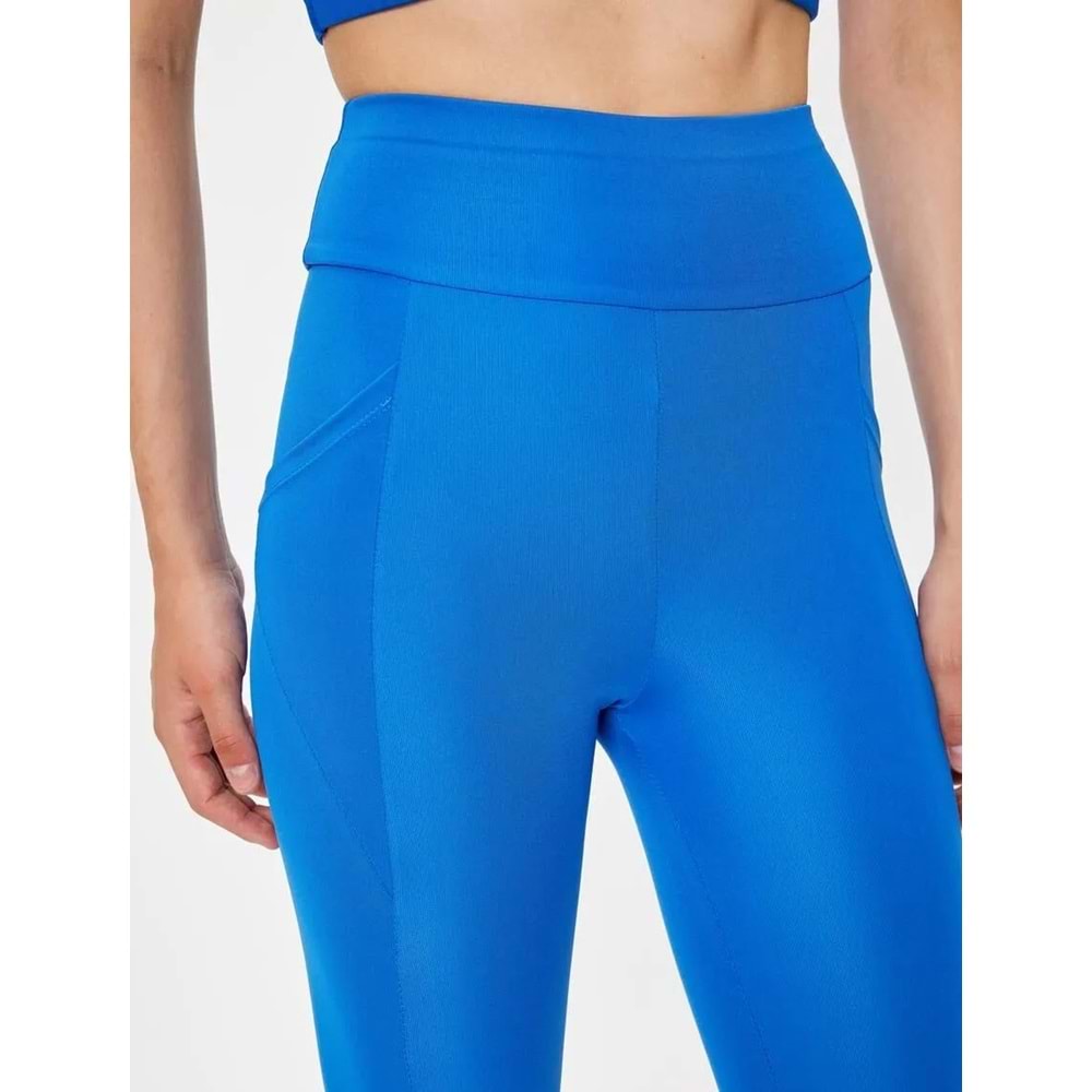 Spor Tayt Cep Detaylı Yüksek Bel Slim Fit - KOTON - 5WAK40023NK - SAKS MAVİSİ - XS