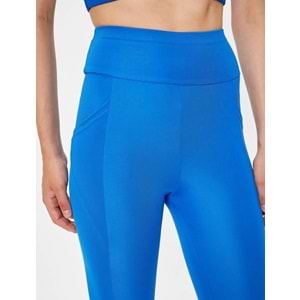 Spor Tayt Cep Detaylı Yüksek Bel Slim Fit - KOTON - 5WAK40023NK - SAKS MAVİSİ - XS