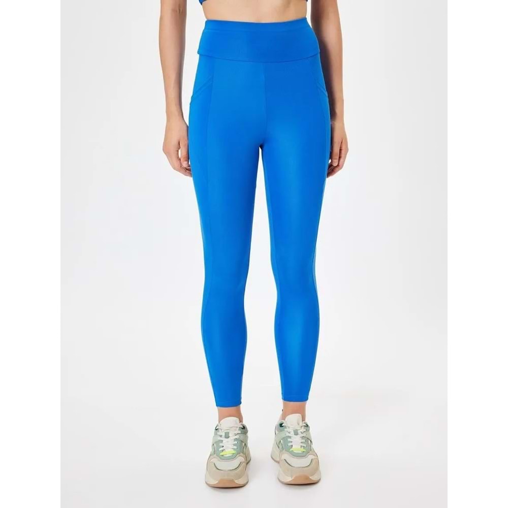 Spor Tayt Cep Detaylı Yüksek Bel Slim Fit - KOTON - 5WAK40023NK - SAKS MAVİSİ - XS