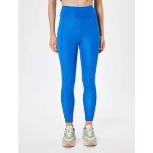 Spor Tayt Cep Detaylı Yüksek Bel Slim Fit - KOTON - 5WAK40023NK - SAKS MAVİSİ - XS