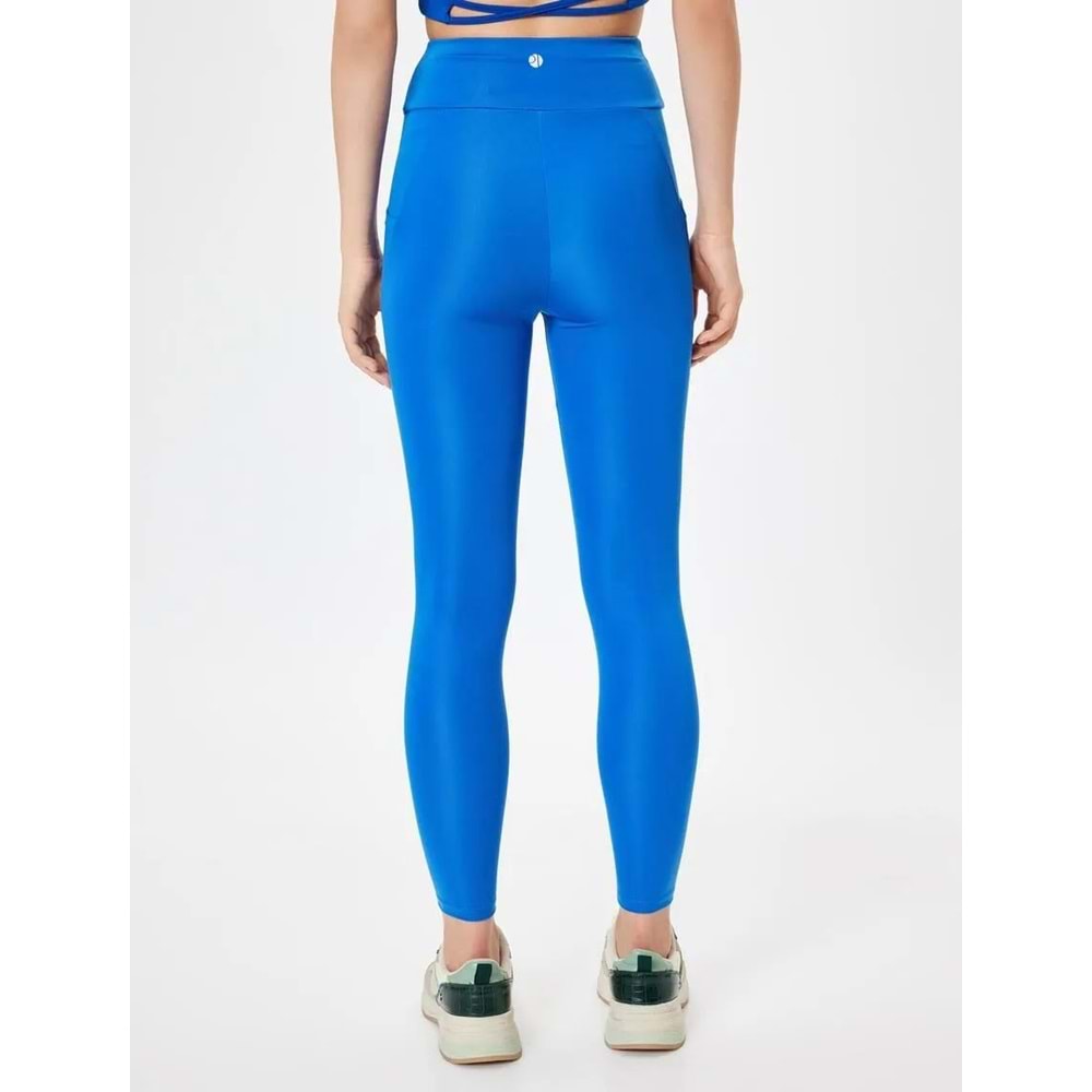 Spor Tayt Cep Detaylı Yüksek Bel Slim Fit - KOTON - 5WAK40023NK - SAKS MAVİSİ - XS
