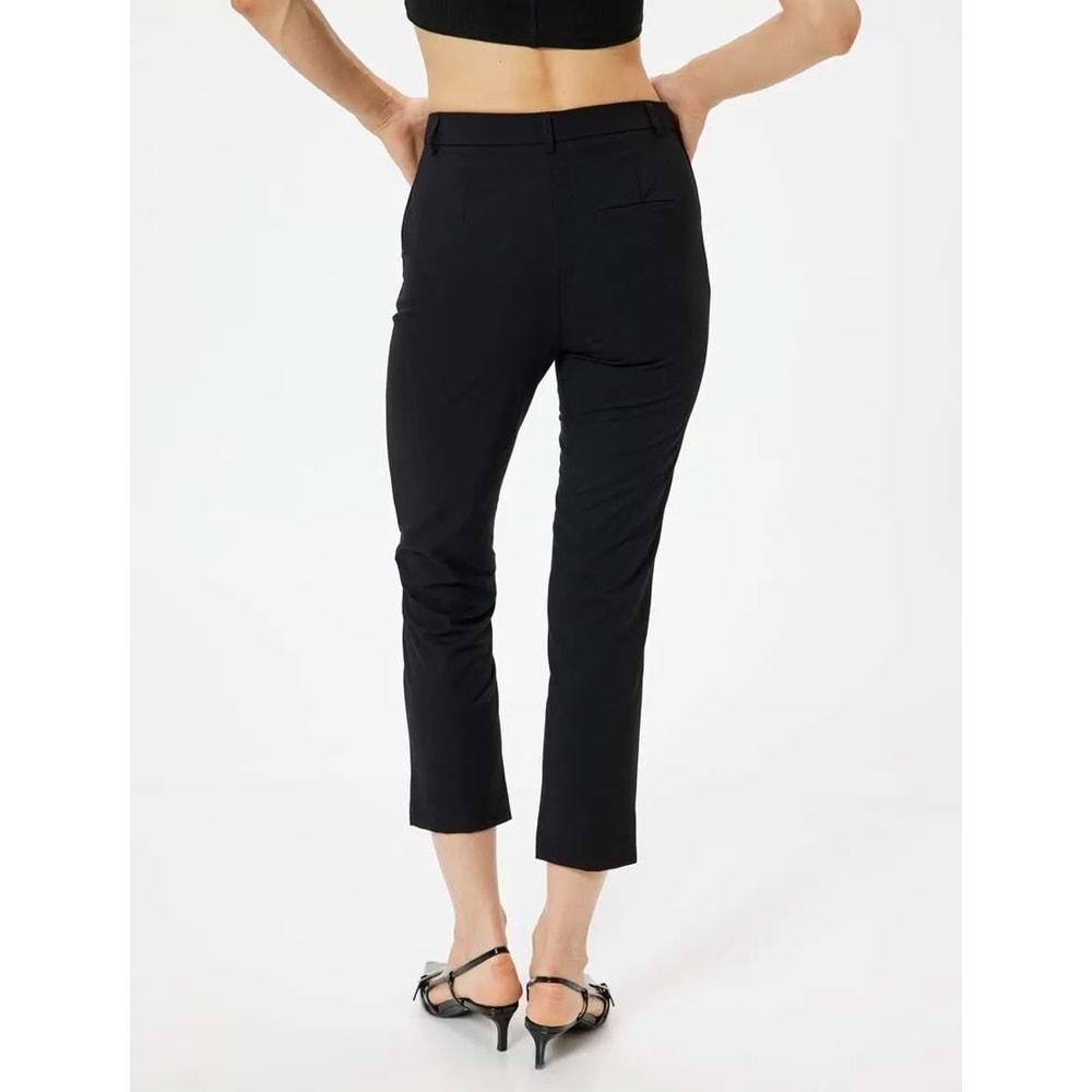 Crop Paça Cigarette Pantolon Regular Fit - KOTON - 5WAK40032UW - SİYAH - 40
