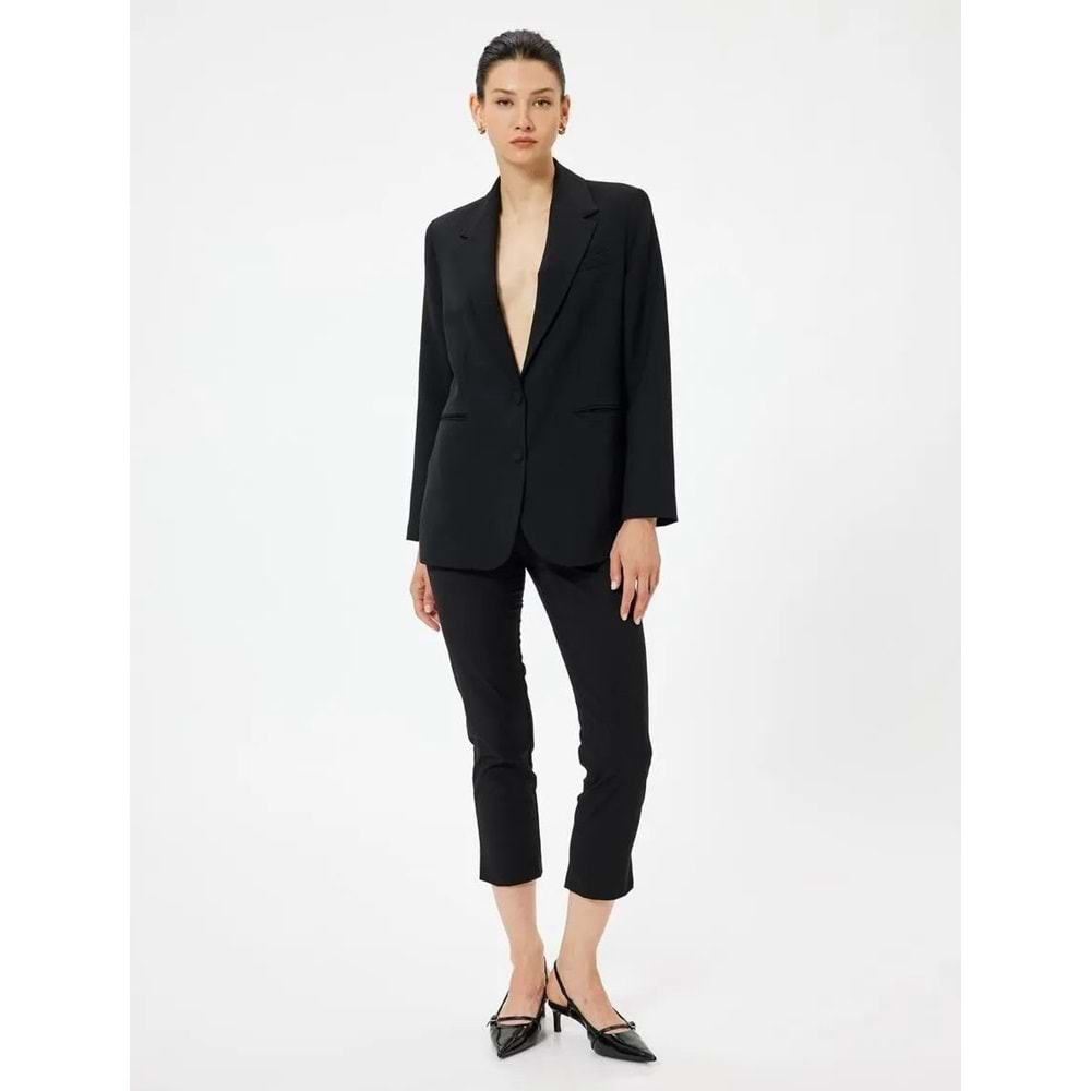Crop Paça Cigarette Pantolon Regular Fit - KOTON - 5WAK40032UW - SİYAH - 40