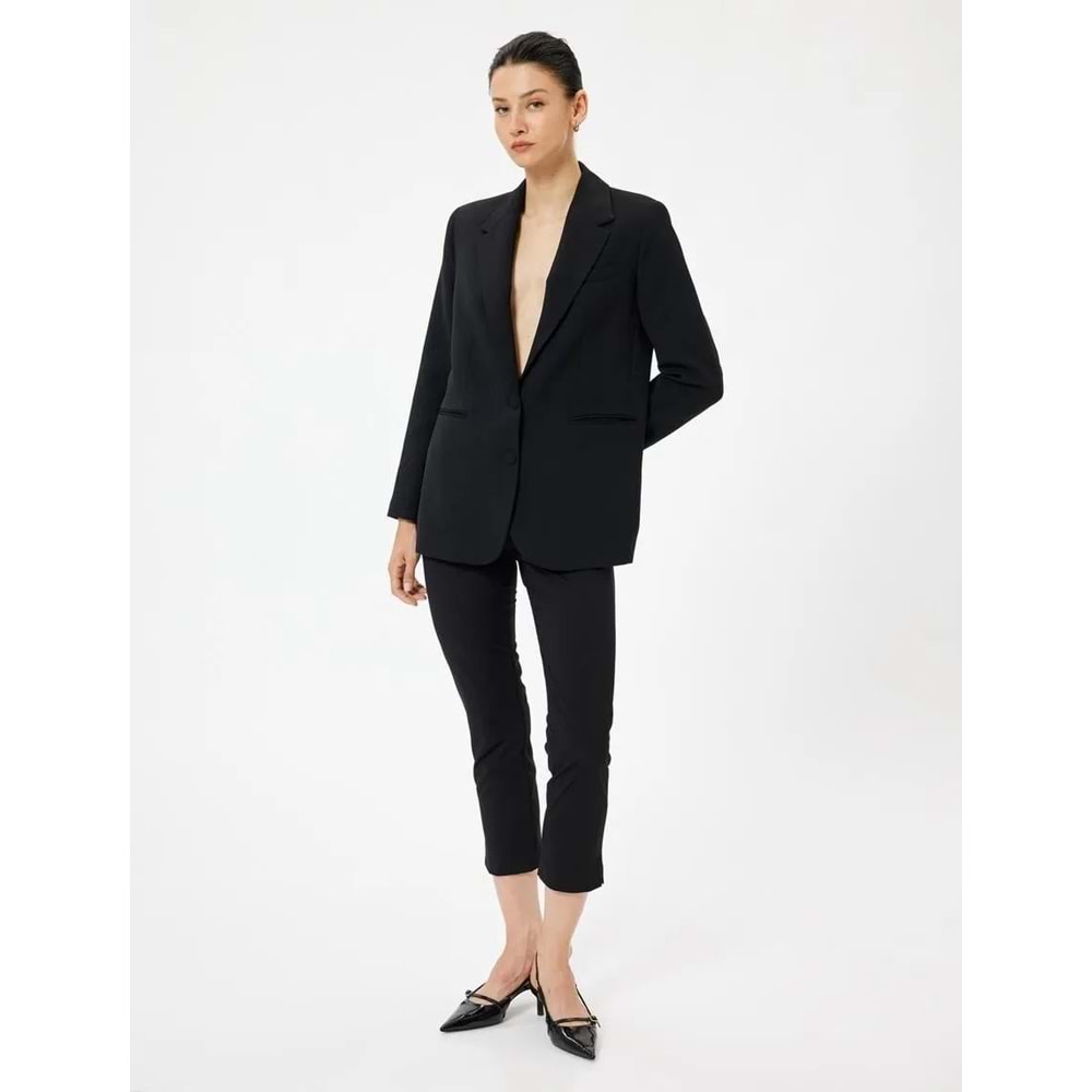 Crop Paça Cigarette Pantolon Regular Fit - KOTON - 5WAK40032UW - SİYAH - 40