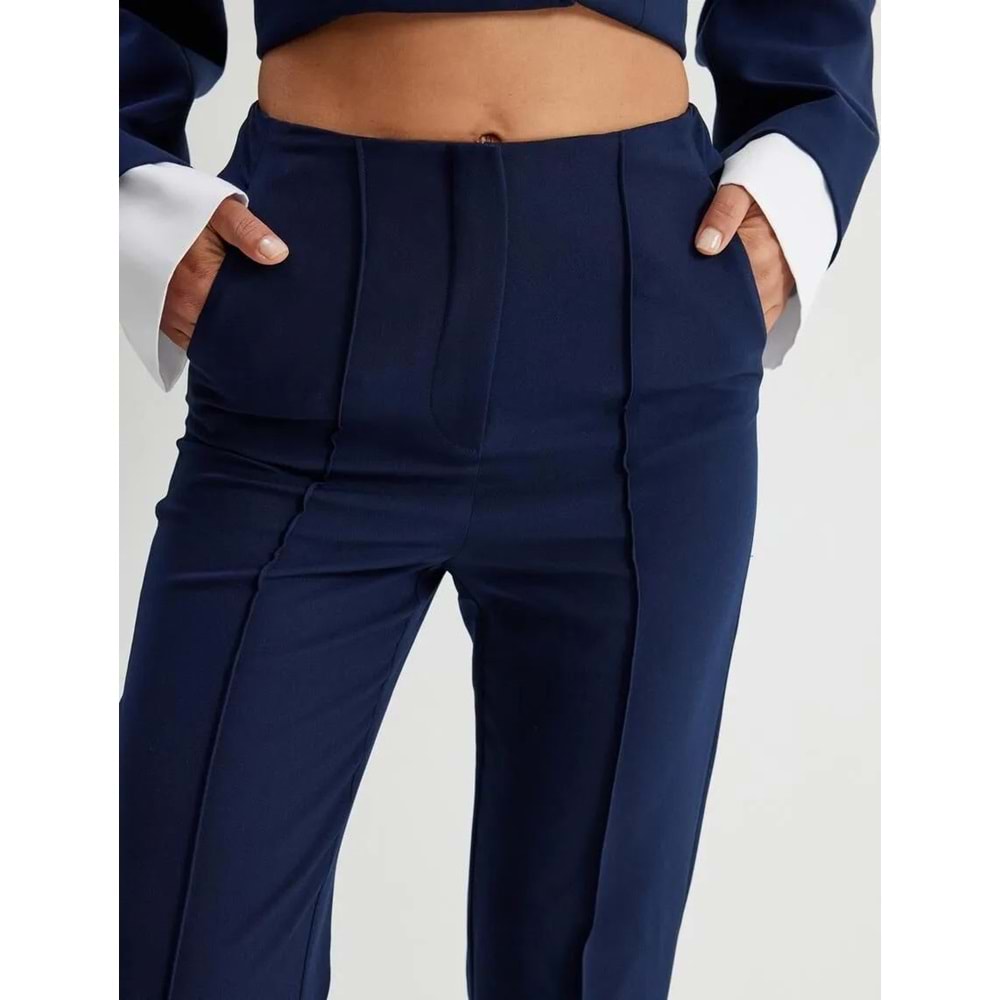 Nervürlü Düz Paça Pantolon Regular Fit - KOTON - 5WAK40084PW - LACİVERT - 42