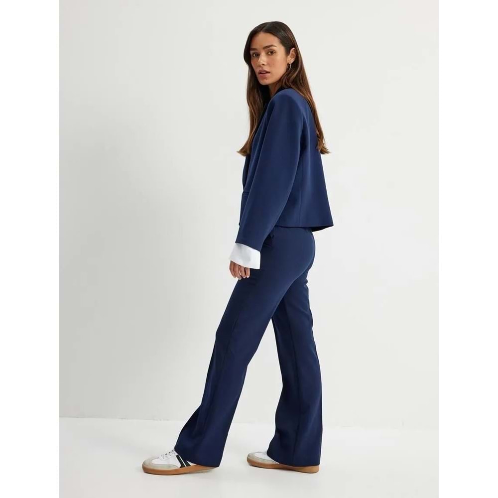 Nervürlü Düz Paça Pantolon Regular Fit - KOTON - 5WAK40084PW - LACİVERT - 42