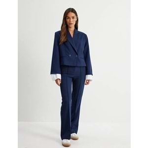 Nervürlü Düz Paça Pantolon Regular Fit - KOTON - 5WAK40084PW - LACİVERT - 42