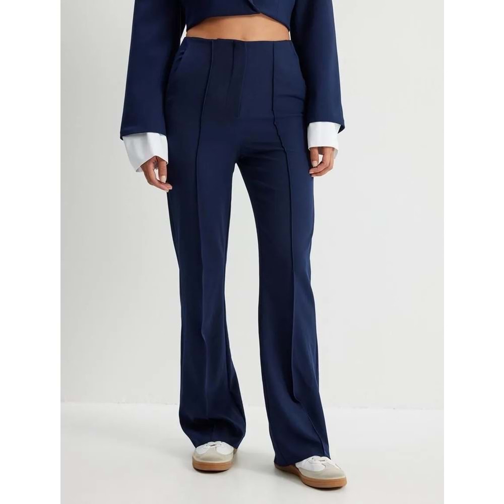 Nervürlü Düz Paça Pantolon Regular Fit - KOTON - 5WAK40084PW - LACİVERT - 42