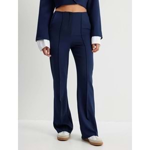 Nervürlü Düz Paça Pantolon Regular Fit - KOTON - 5WAK40084PW - LACİVERT - 42