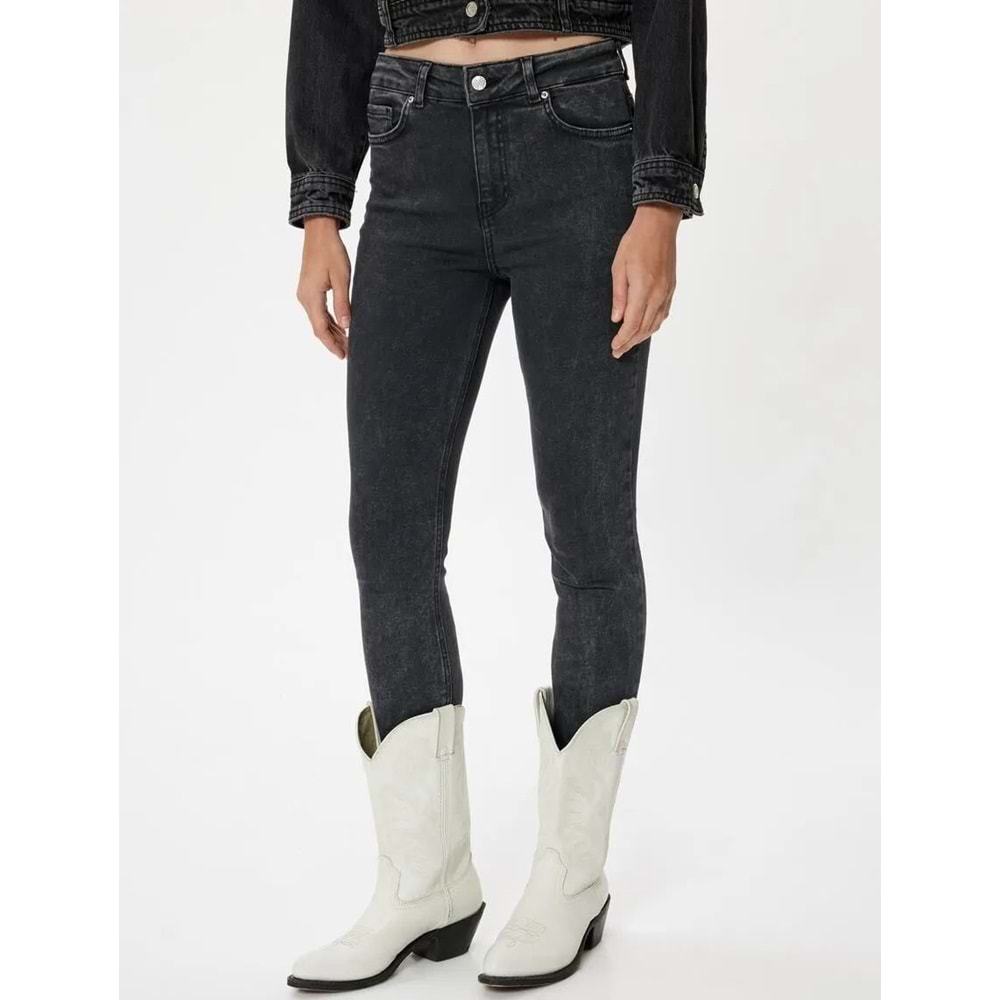 Yüksek Bel Kot Pantolon Skinny Fit Düğmeli - Carmen Jeans - KOTON - 5WAL40058MD - SİYAH - 30/32