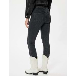 Yüksek Bel Kot Pantolon Skinny Fit Düğmeli - Carmen Jeans - KOTON - 5WAL40058MD - SİYAH - 30/32