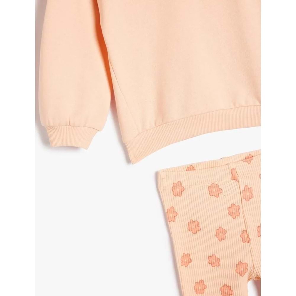 Kız Bebek Sweatshirt ve Tayt Takımı - KOTON - 5WMG10031AK - PEMBE - 4-5 YAŞ