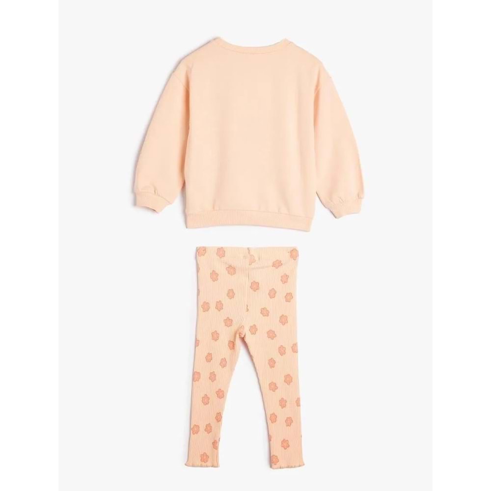 Kız Bebek Sweatshirt ve Tayt Takımı - KOTON - 5WMG10031AK - PEMBE - 4-5 YAŞ