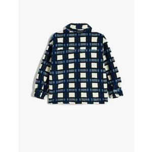 Erkek Çocuk Peluş Gömlek Ceket Uzun Kollu Kapaklı Cep Detaylı - KOTON - 5WKB20013TK - MAVİ EKOSE - 6-7 YAŞ