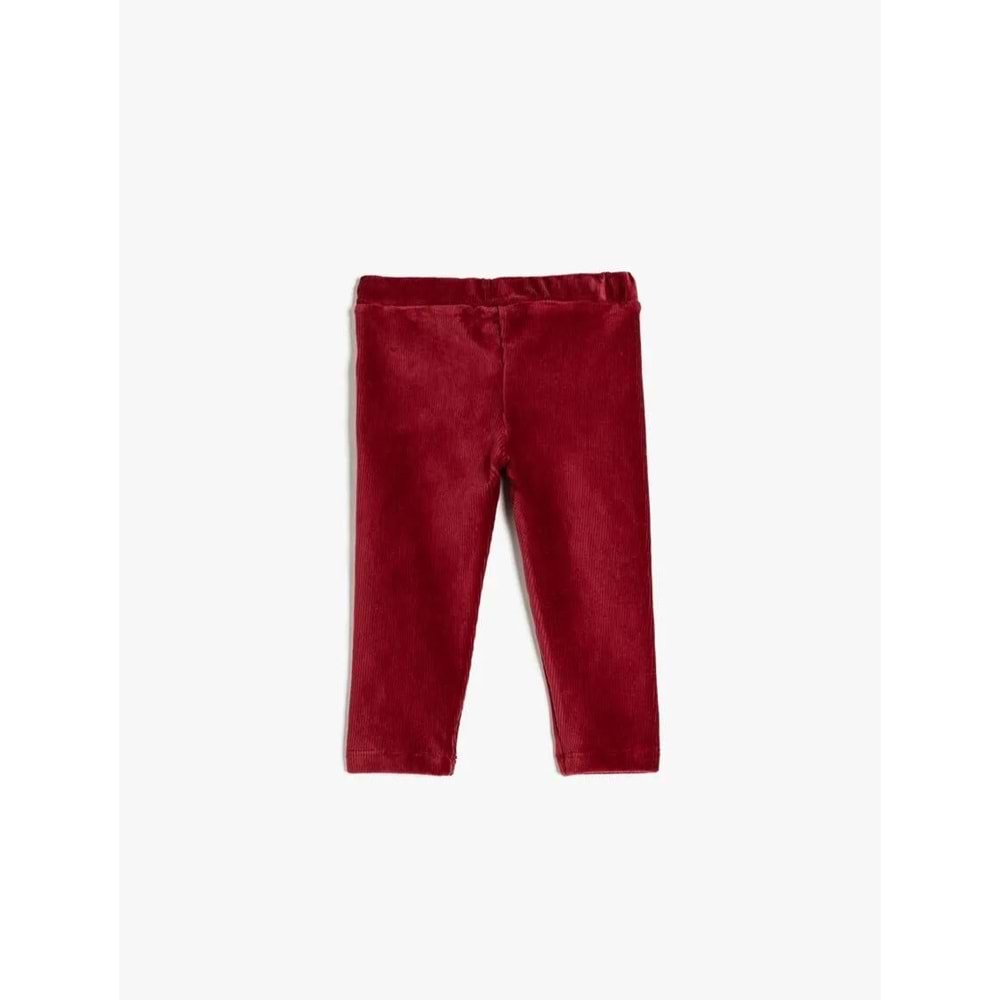 Kız Bebek Kadife Fitilli Tayt Pamuk Karışımlı Beli Lastikli Cep Detaylı - KOTON - 5WMG40067AK - BEJ - 12-18 AY