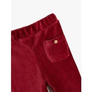 Kız Bebek Kadife Fitilli Tayt Pamuk Karışımlı Beli Lastikli Cep Detaylı - KOTON - 5WMG40067AK - BEJ - 12-18 AY