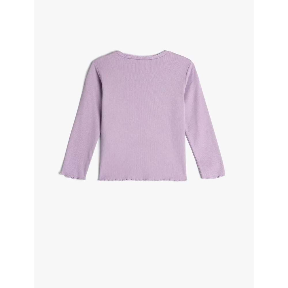 Kız Bebek Basic Tişört Uzun Kollu Bisiklet Yaka - KOTON - 5WMG10005AK - LİLA - 12-18 AY