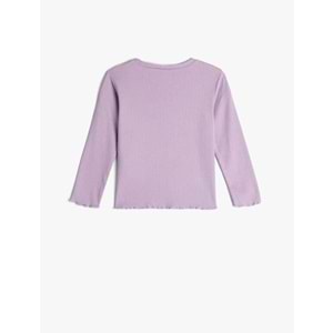 Kız Bebek Basic Tişört Uzun Kollu Bisiklet Yaka - KOTON - 5WMG10005AK - LİLA - 12-18 AY