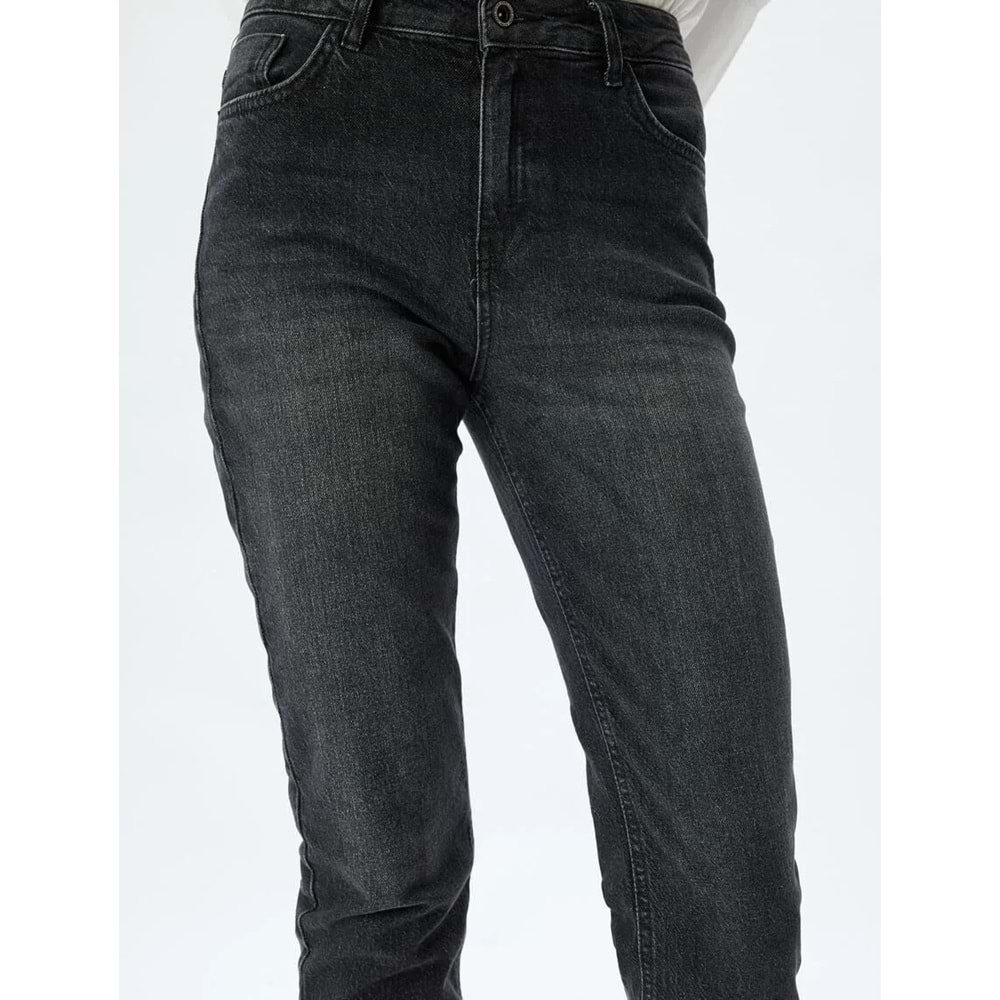 Yüksek Bel Kot Pantolon Slim Fit Düz Paça - KOTON - 5WAL40053MD - SİYAH - 25/32