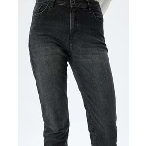 Yüksek Bel Kot Pantolon Slim Fit Düz Paça - KOTON - 5WAL40053MD - SİYAH - 25/32