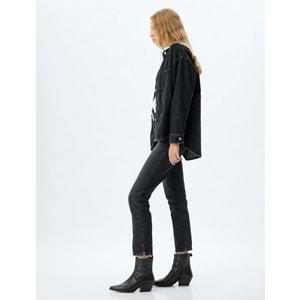 Yüksek Bel Kot Pantolon Slim Fit Düz Paça - KOTON - 5WAL40053MD - SİYAH - 25/32