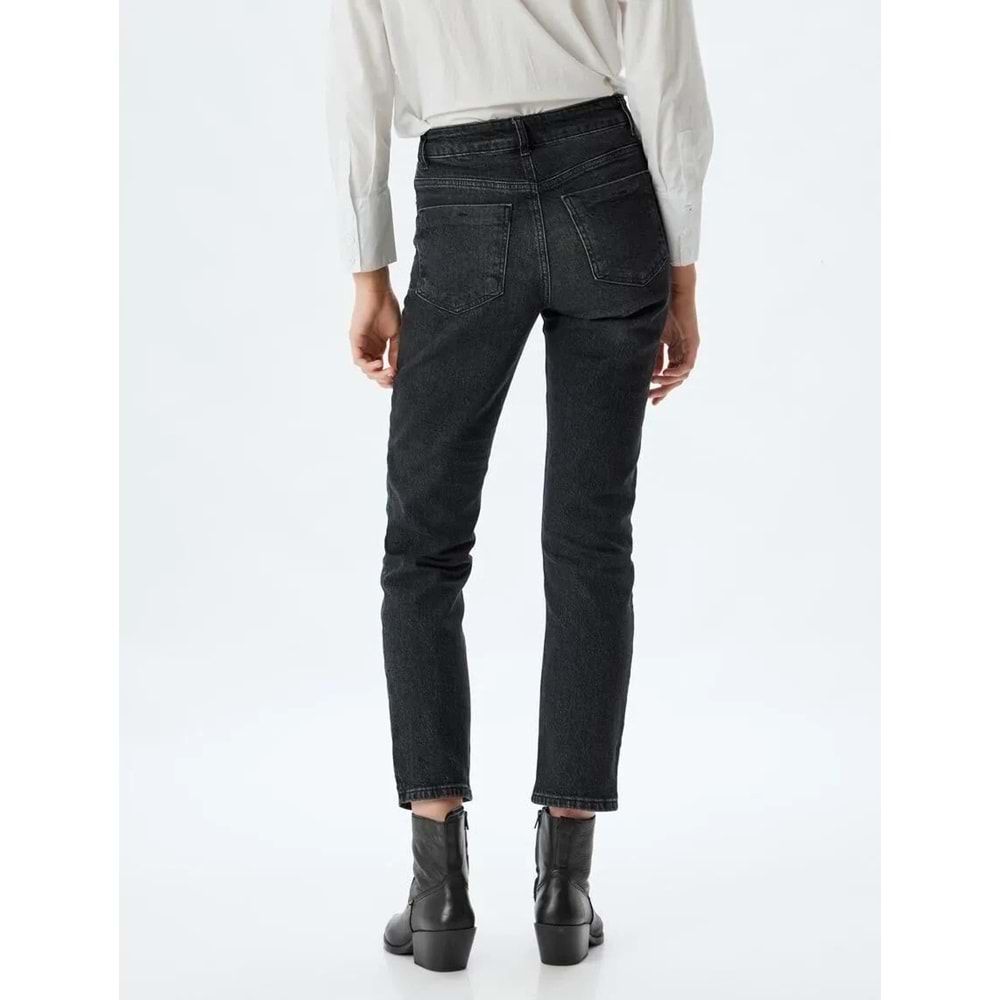 Yüksek Bel Kot Pantolon Slim Fit Düz Paça - KOTON - 5WAL40053MD - SİYAH - 25/32